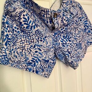 Lilly Pulitzer Blue shorts with Intricate Floral Design